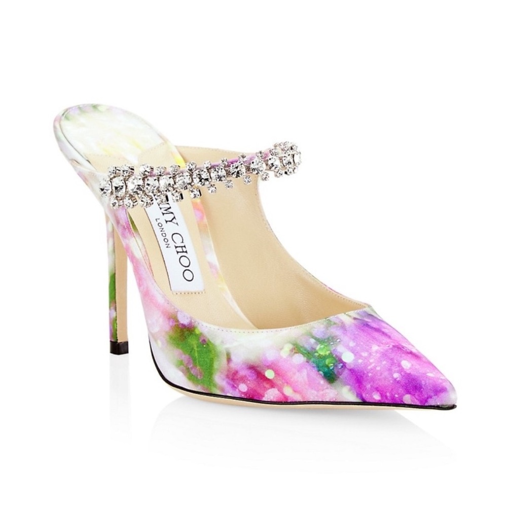 Like new Jimmy Choo Bing 100mm Multi-Color Satin Mules 39 $1,095 - Picture 2 of 11
